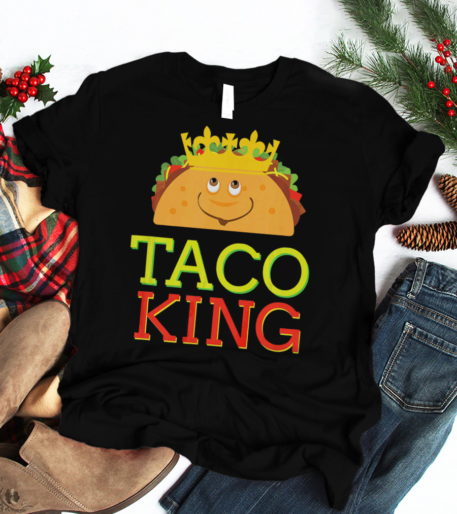 Taco King Funny Cinco DE With Smiling Crowned Taco T-Shirt