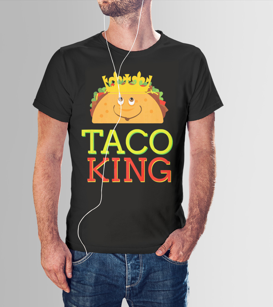 Taco King Funny Cinco DE With Smiling Crowned Taco T-Shirt
