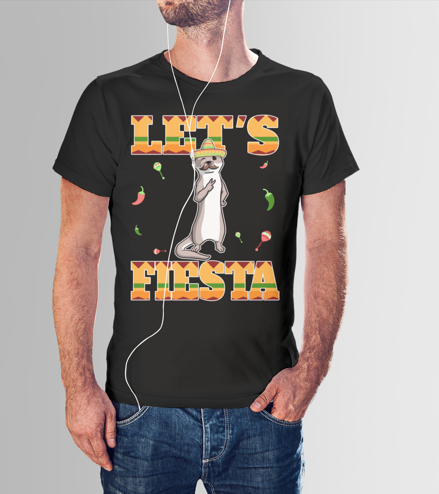 Let's Fiesta Otter Sombrero Maracas Peppers Cinco De Mayo Mexican T-Shirt