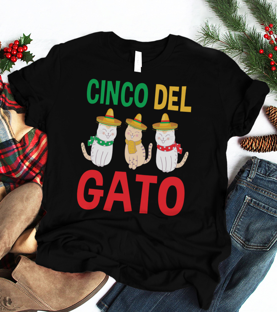 Cinco Del Gato Funny Mexican Cats Sombrero T-Shirt