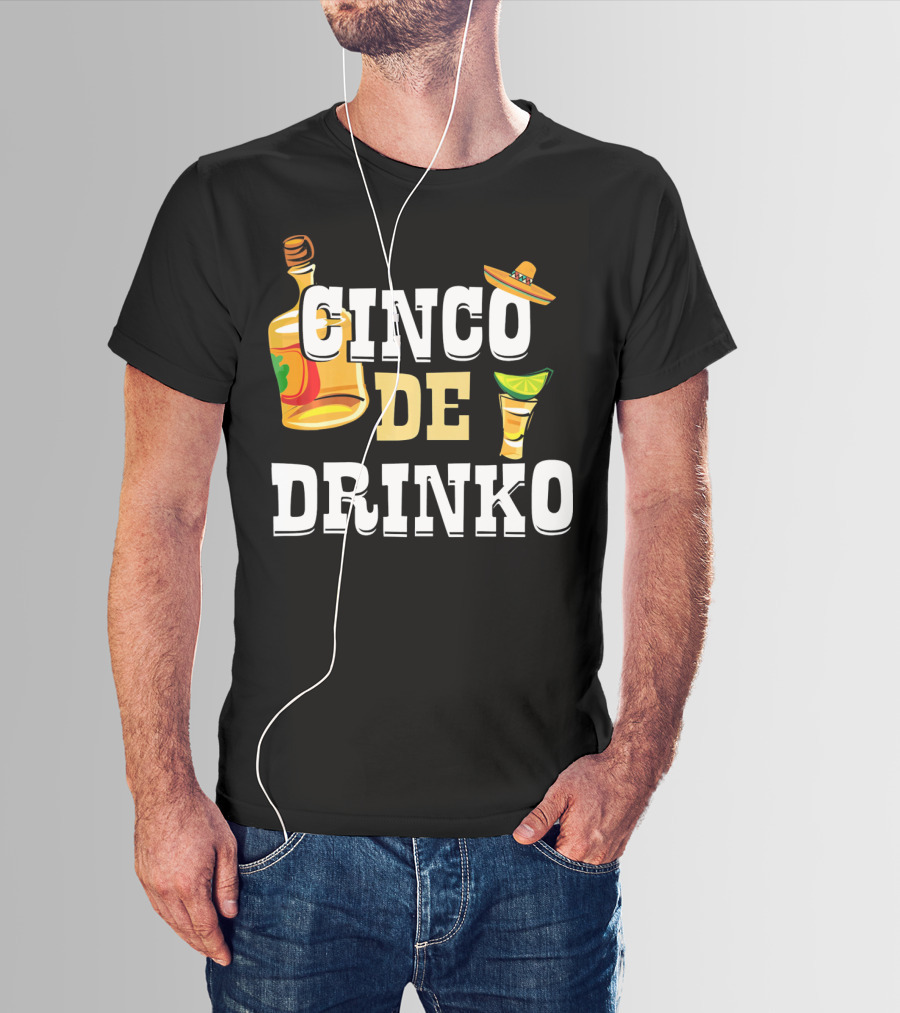 Cinco De Drinko Mexican Funny Sombrero Bottle Lime T-Shirt