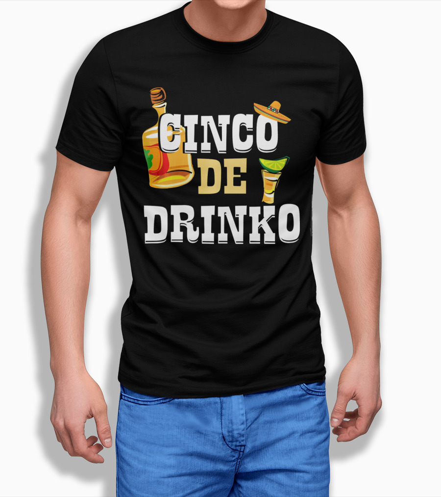 Cinco De Drinko Mexican Funny Sombrero Bottle Lime T-Shirt