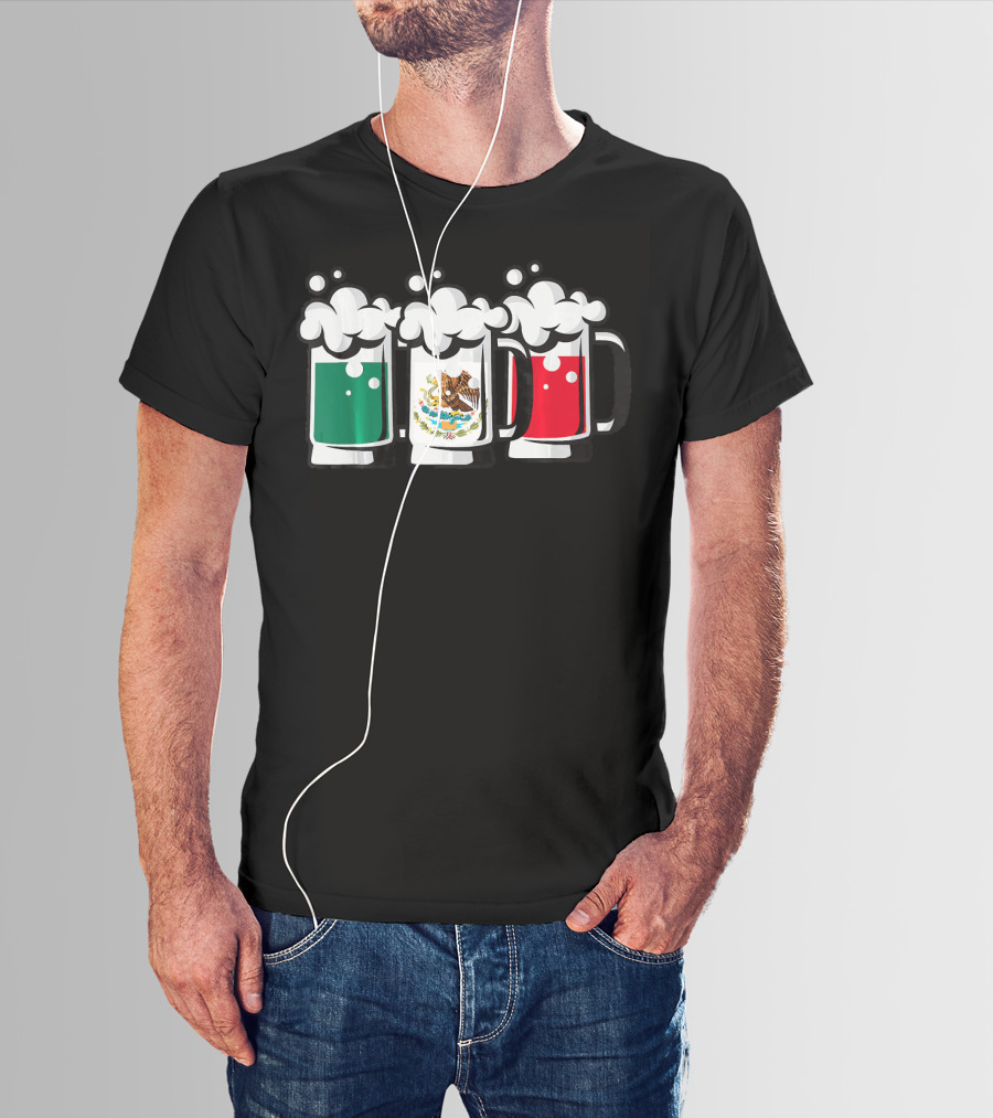 Mexican Flag Beer Glasses Cinco De Mayo T-Shirt