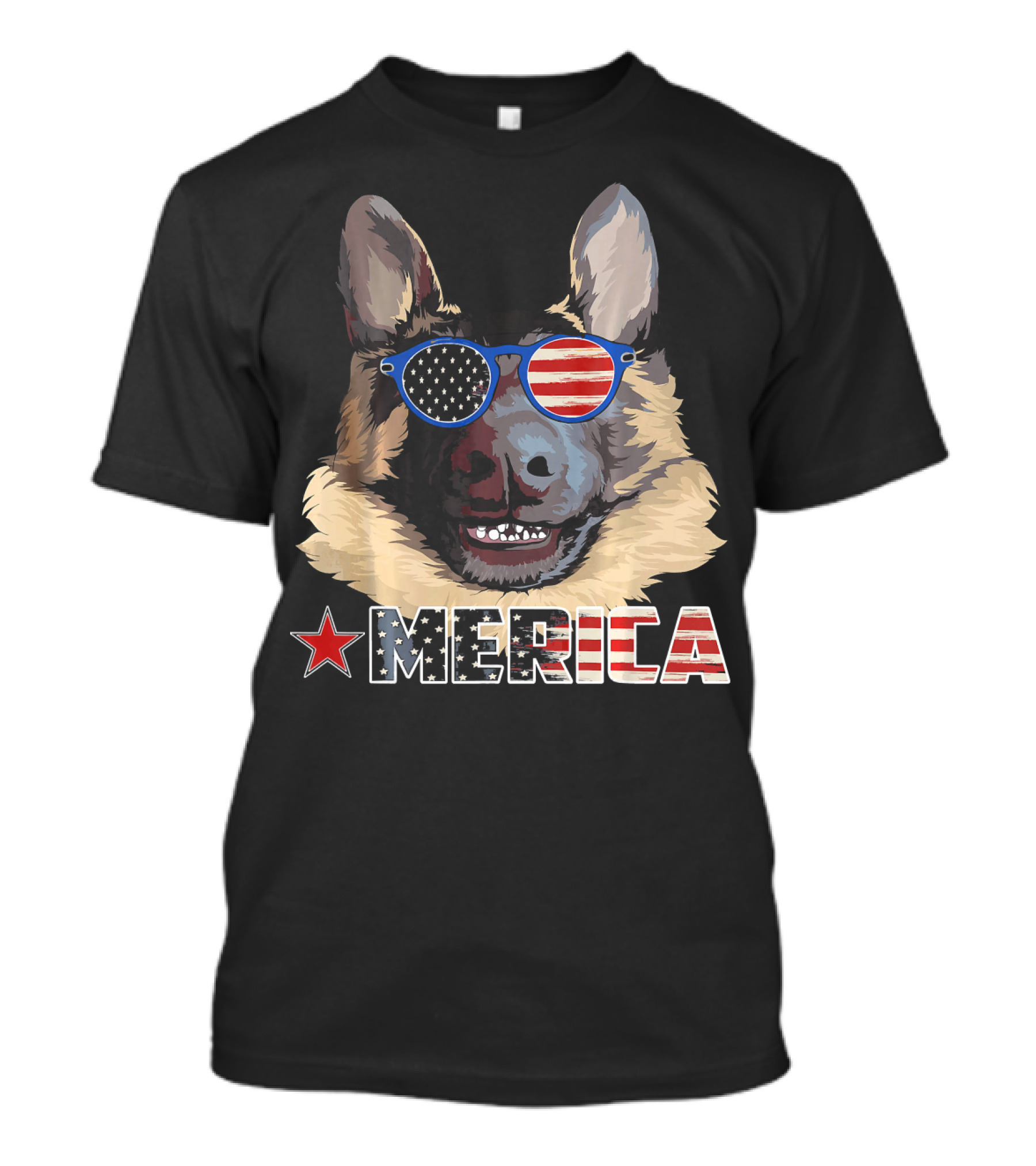 MERICA German Shepherd US Flag Sunglasses T-Shirt
