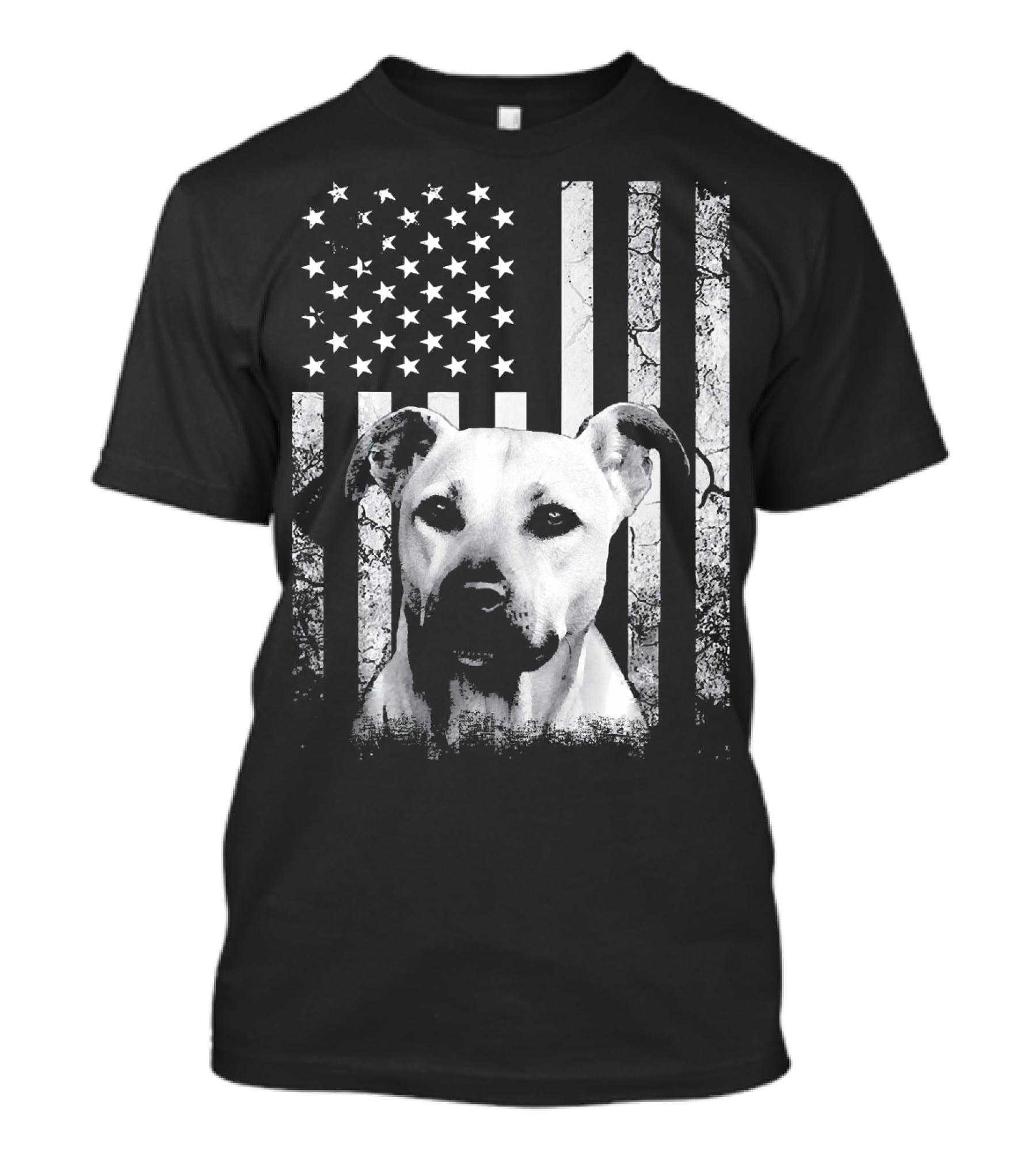 Black Mouth Cur With American Flag Fourth Of July America Dog T-Shirt