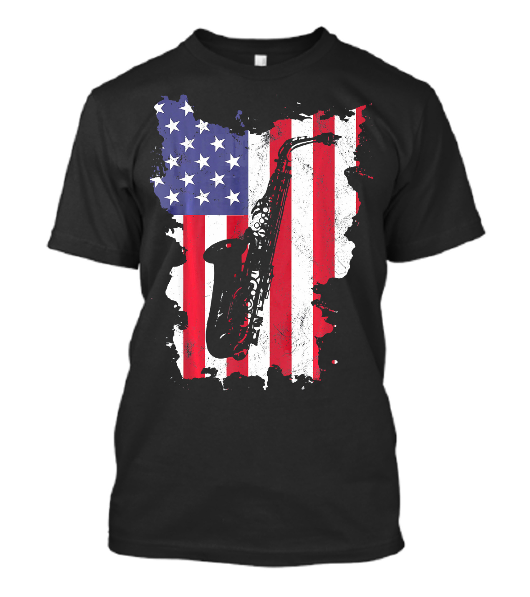 Saxophone USA Flag America Instrument T-Shirt
