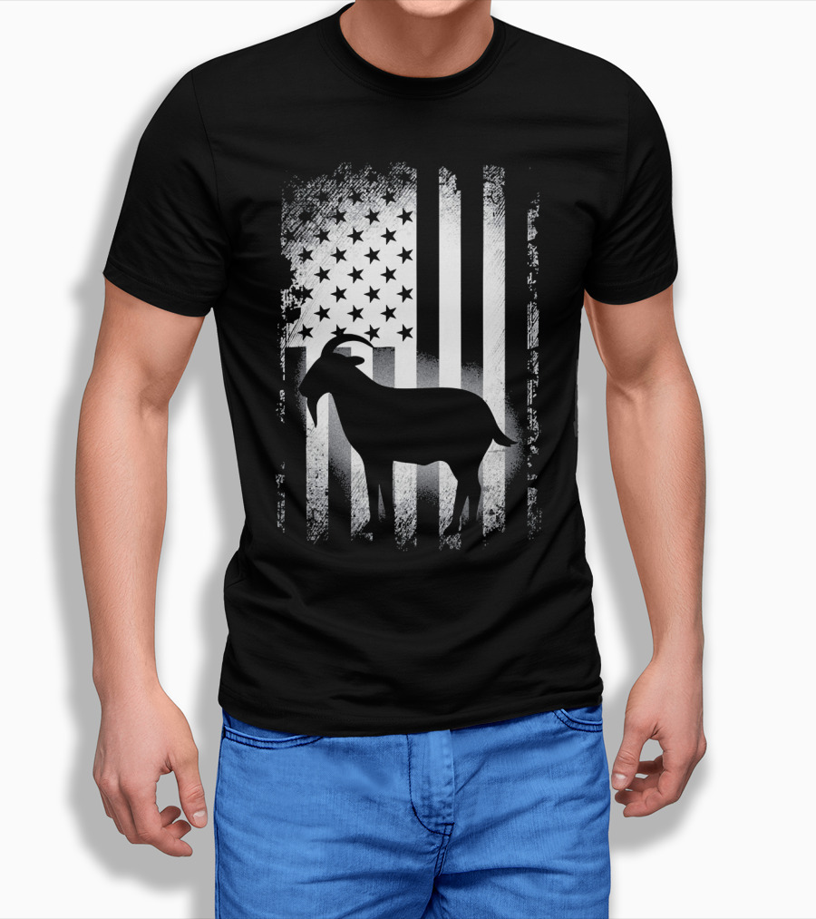 Goat American Flag USA Patriotic Silhouette T-Shirt