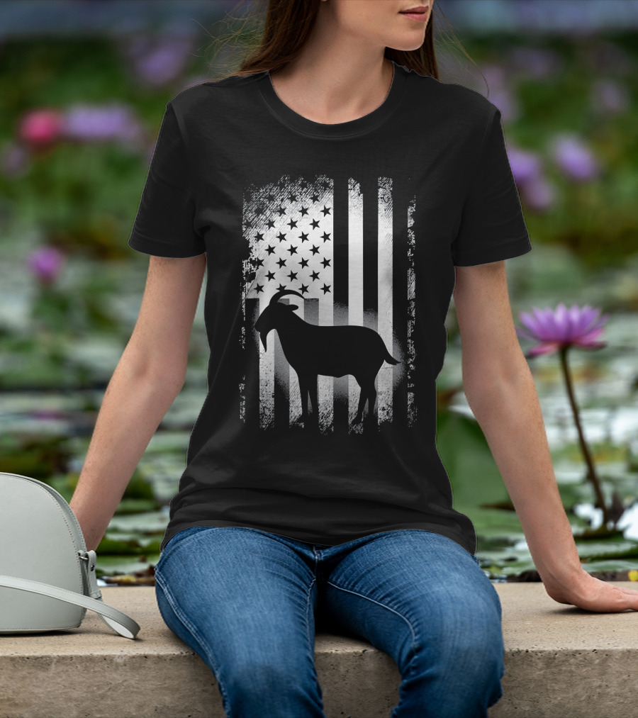 Goat American Flag USA Patriotic Silhouette T-Shirt