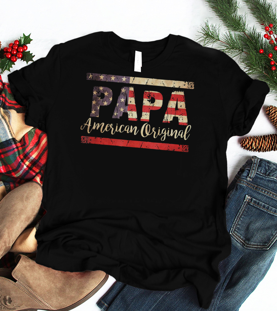 Papa American Original Vintage Flag Mens T-Shirt