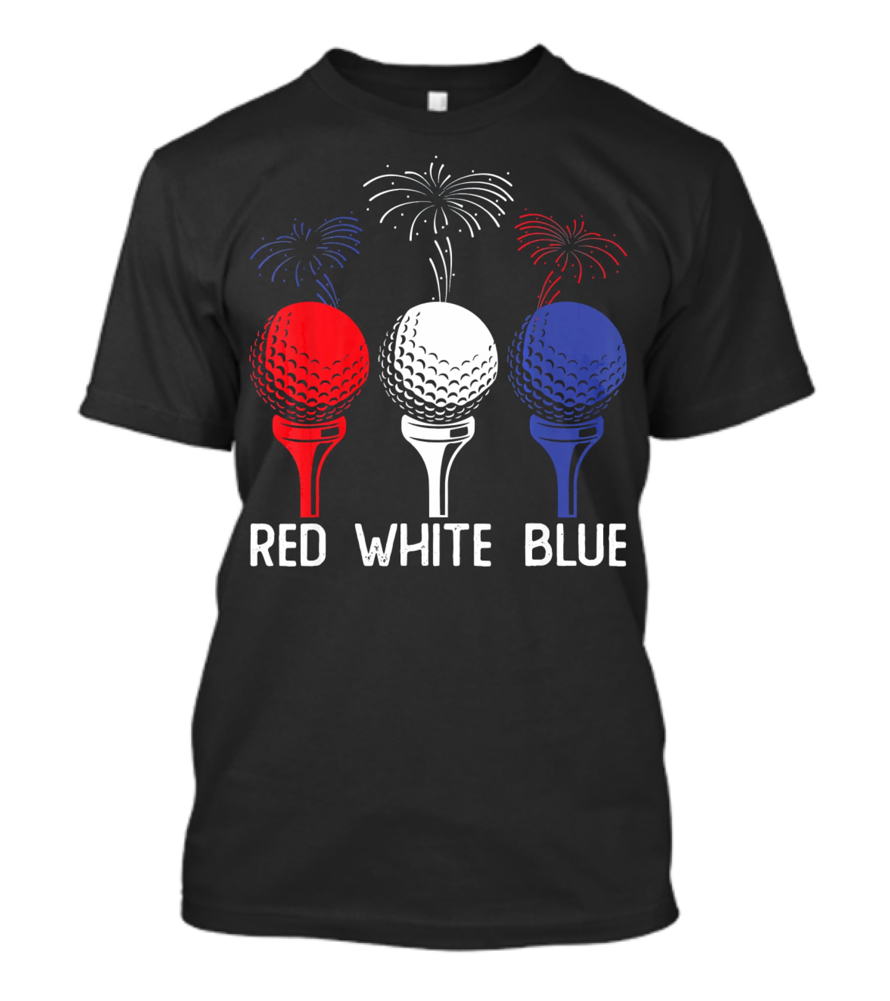 Golf Red White Blue US Flag Patriotic Fireworks T-Shirt