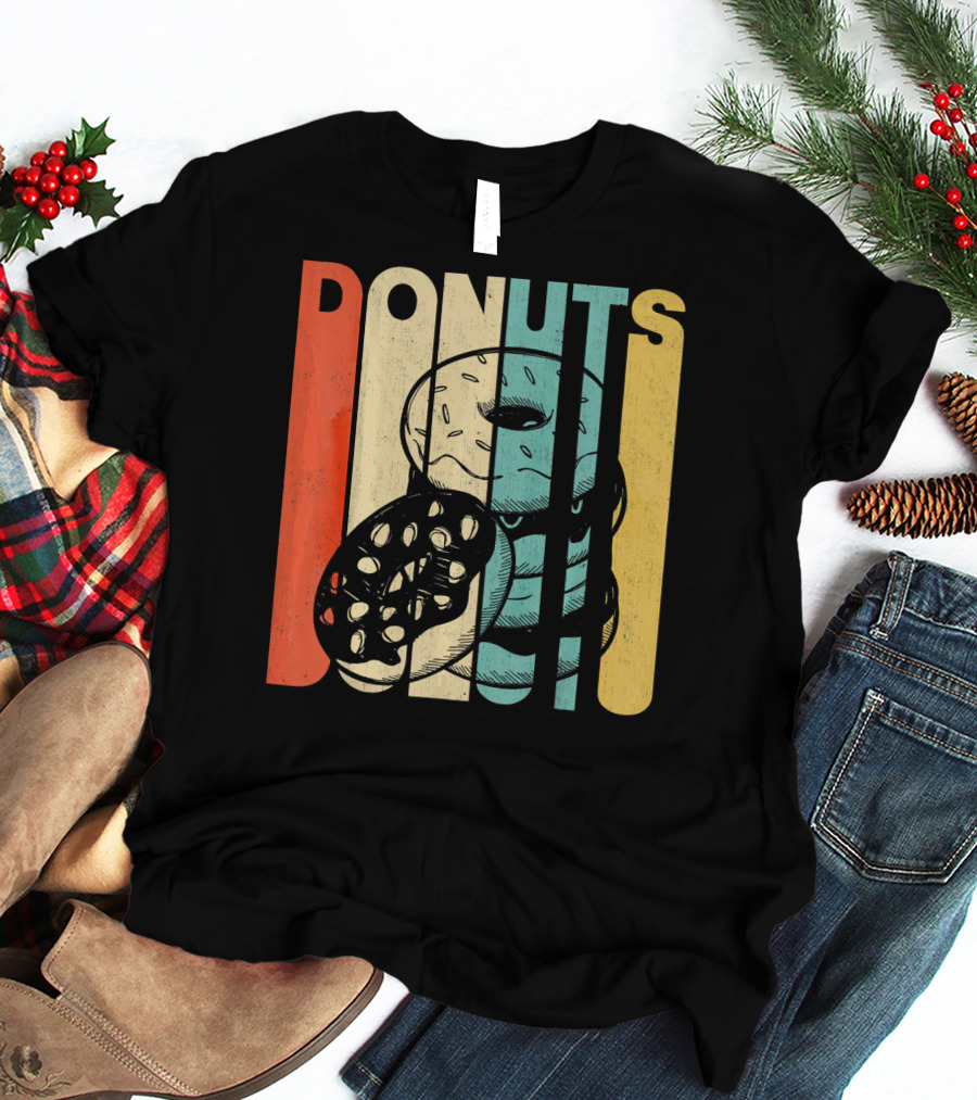 Vintage Retro Donuts Striped T-Shirt
