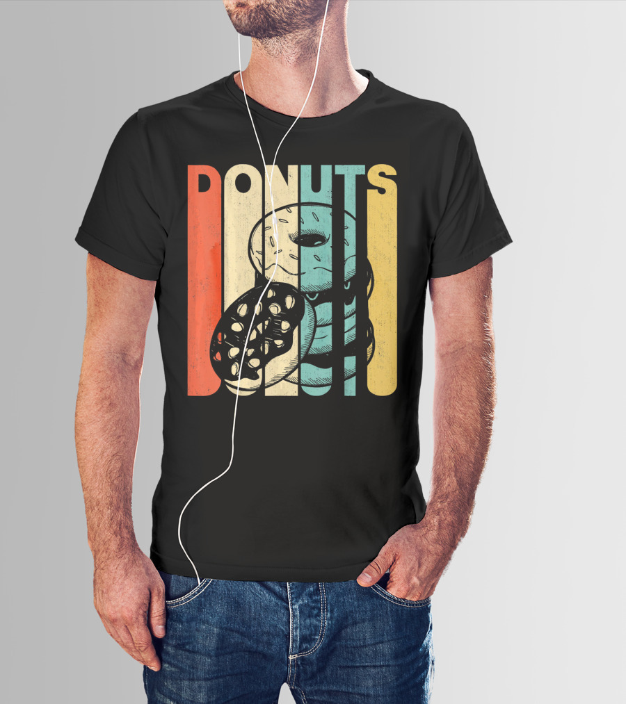 Vintage Retro Donuts Striped T-Shirt