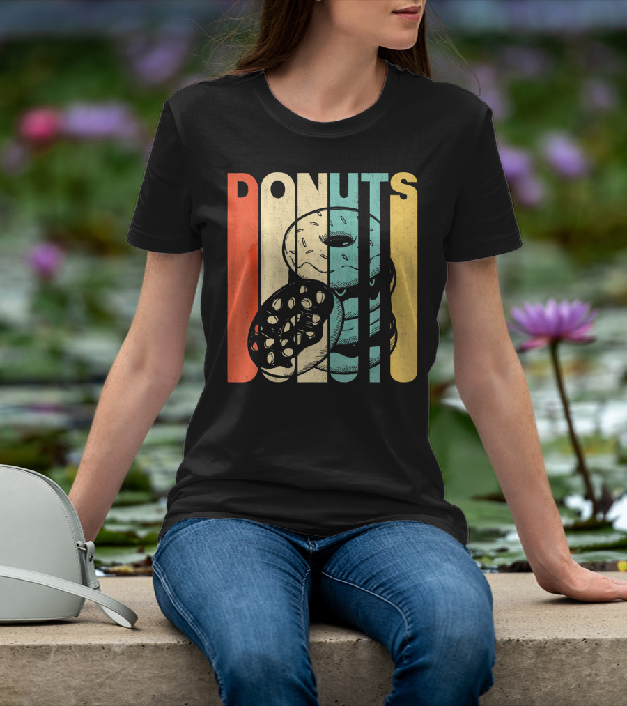 Vintage Retro Donuts Striped T-Shirt