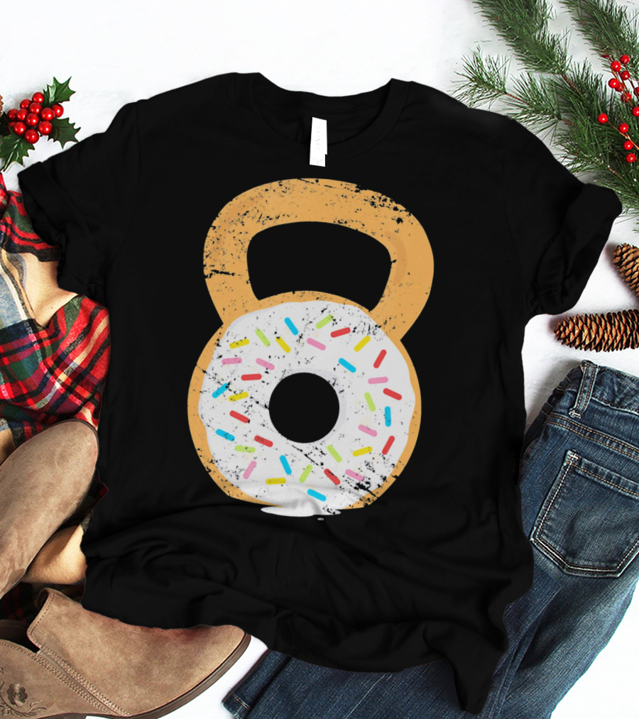 Kettlebell Doughnut With Sprinkles Fitness Humor T-Shirt