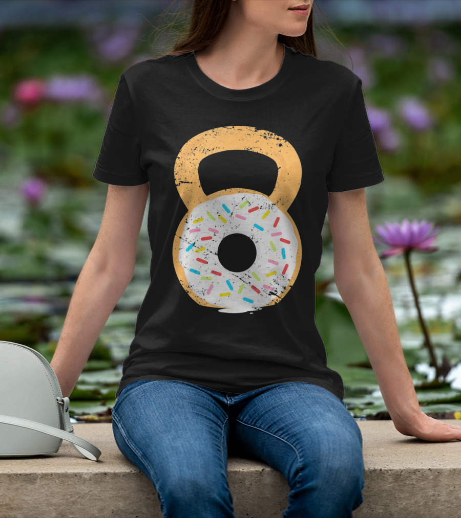Kettlebell Doughnut With Sprinkles Fitness Humor T-Shirt
