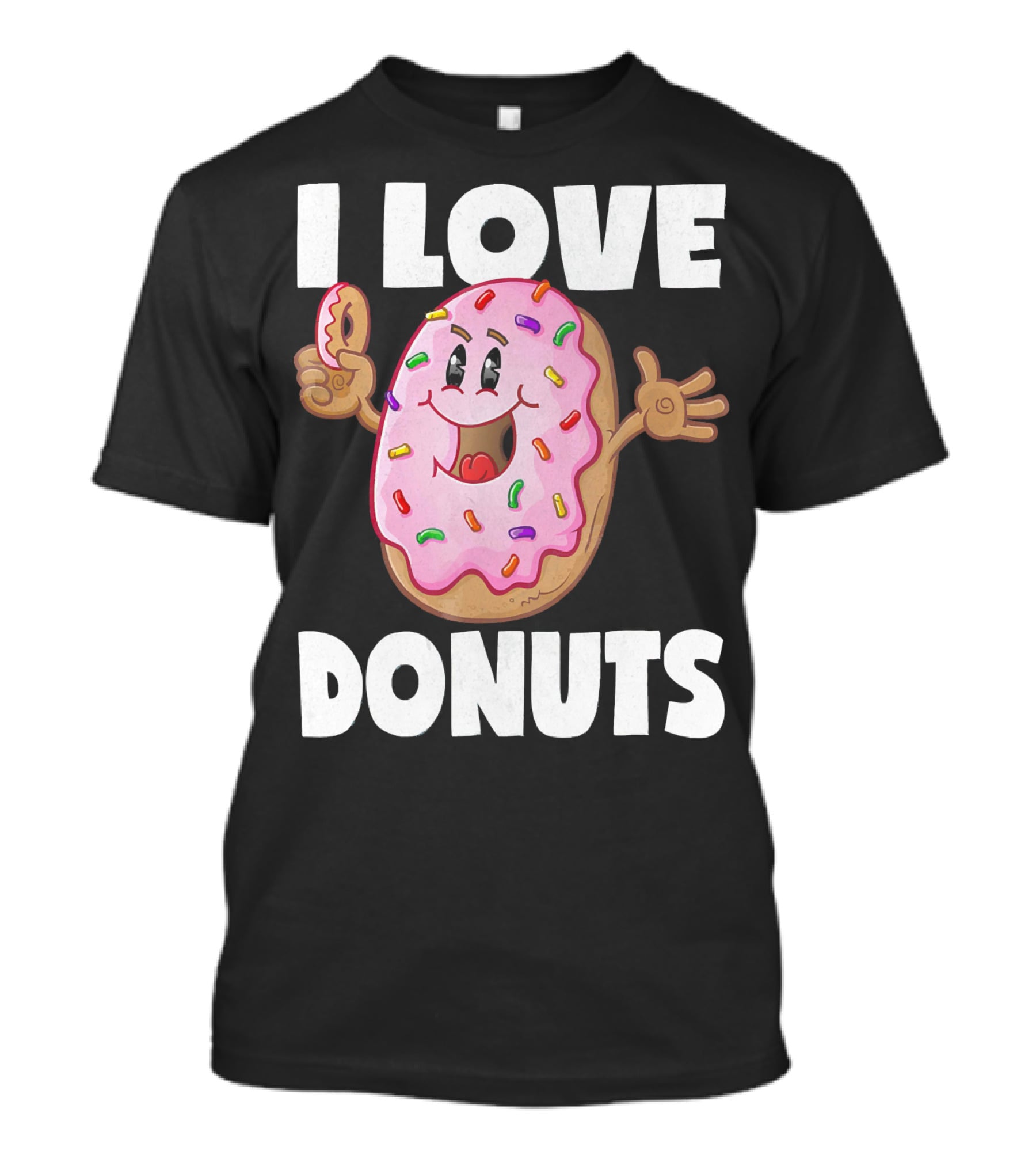 I Love Donuts Funny Vintage Baked Fried Pink Frosted Sprinkles T-Shirt