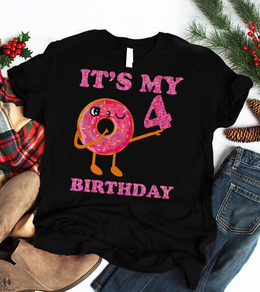 It's My 4 Birthday Fun Kids Sweet Donut T-Shirt