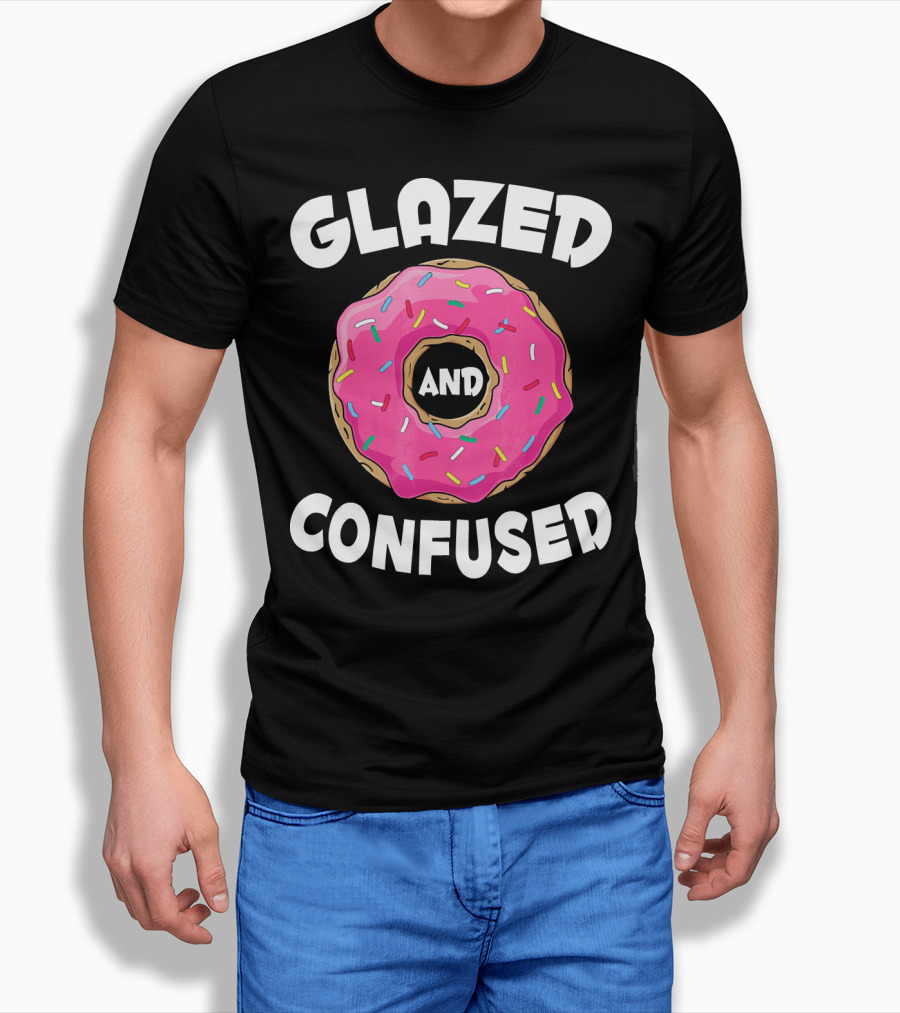 Glazed and Confused Funny Donut Lovers Pink Sprinkles T-Shirt