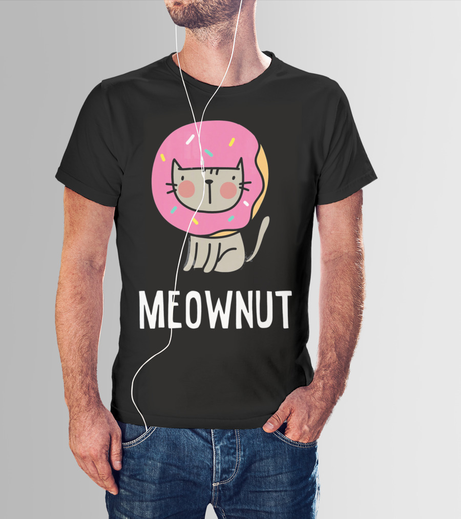 Cute Donut Cat Pun Meownut Funny Meownut T-Shirt