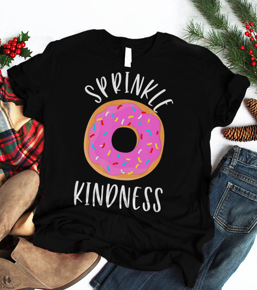 Sprinkle Kindness Donut Anti Bullying Pink Frosted Doughnut T-Shirt