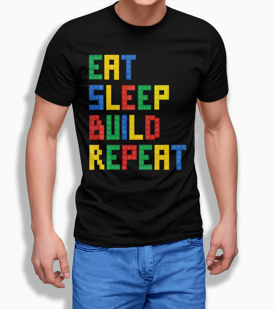 Eat Sleep Build Repeat Master Builder Blocks Inspired T-Shirt