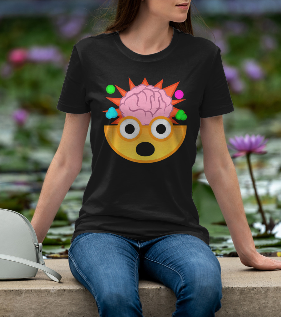 Mind Blown Face Emoji Exploding Brain With Glasses T-Shirt