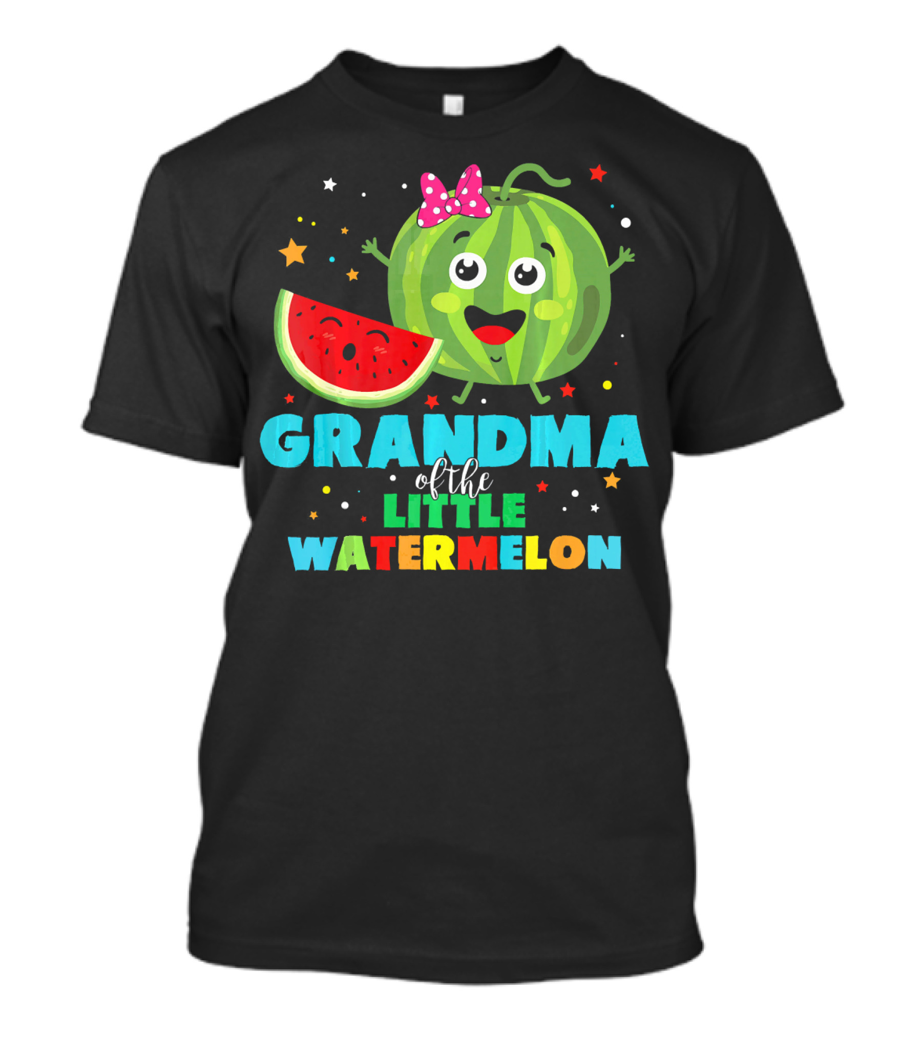 Grandma Of The Little Watermelon With Cute Cartoon Watermelon And Stars T-Shirt