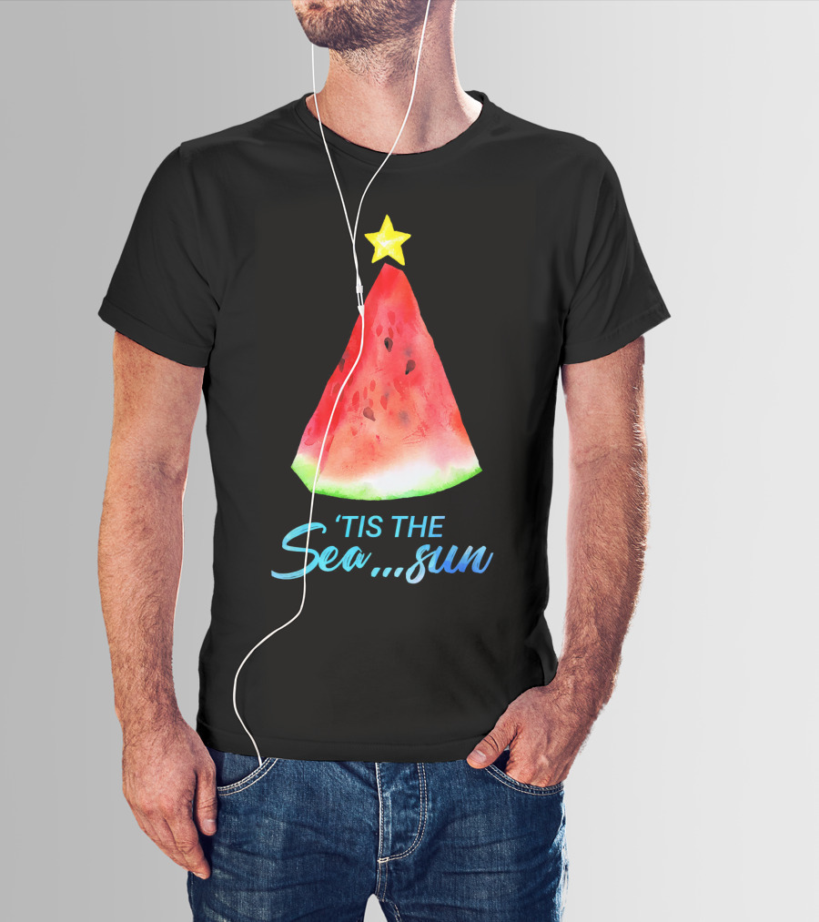 'Tis The Sea Sun Watermelon Christmas Tree T-Shirt