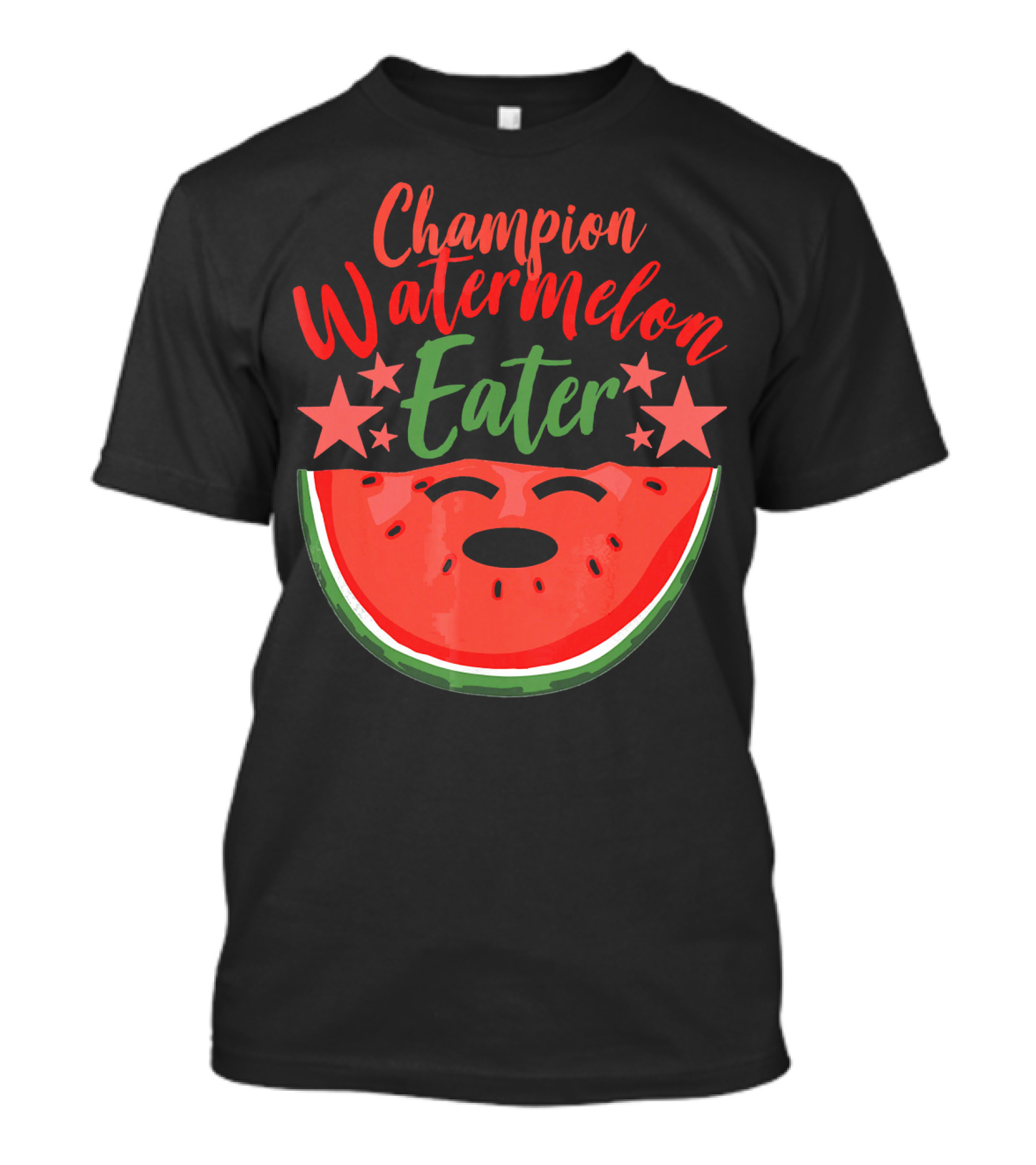 Champion Watermelon Eater 레드와 녹색 별 수박 T-Shirt