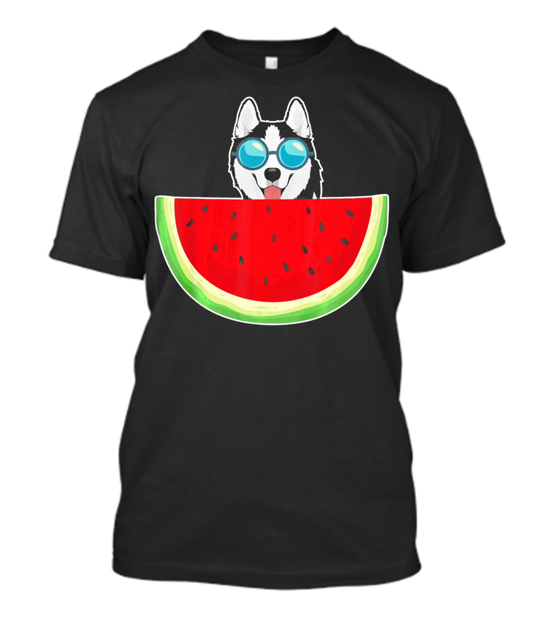 Husky Behind Watermelon With Sunglasses For Women T-Shirt