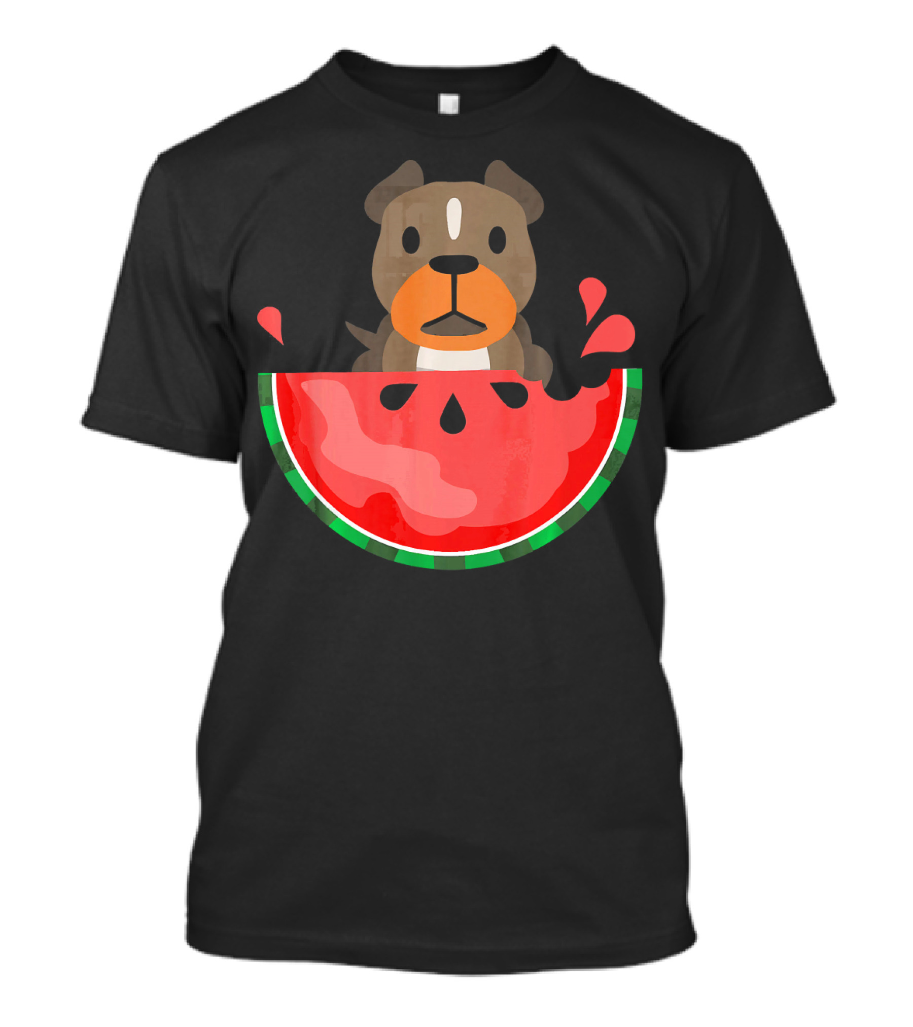 Playful Pit Bull In Watermelon Splash For Summer Vibes T-Shirt