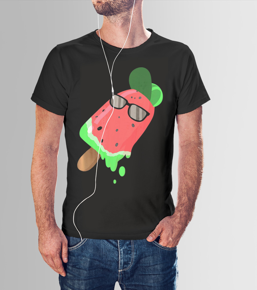 Fruity Fashion Ice Cream Watermelon With Sunglasses T-Shirt