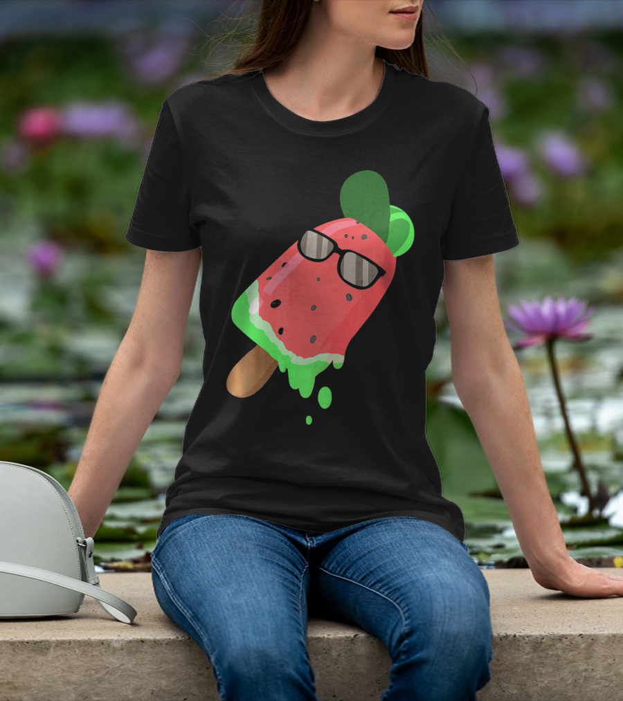 Fruity Fashion Ice Cream Watermelon With Sunglasses T-Shirt