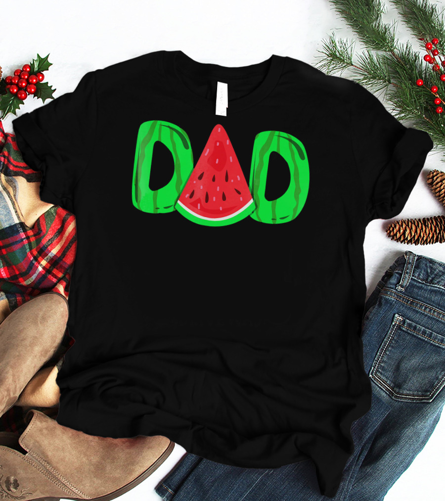 DAD Watermelon Slice Lettering Fun Summer Vibes T-Shirt