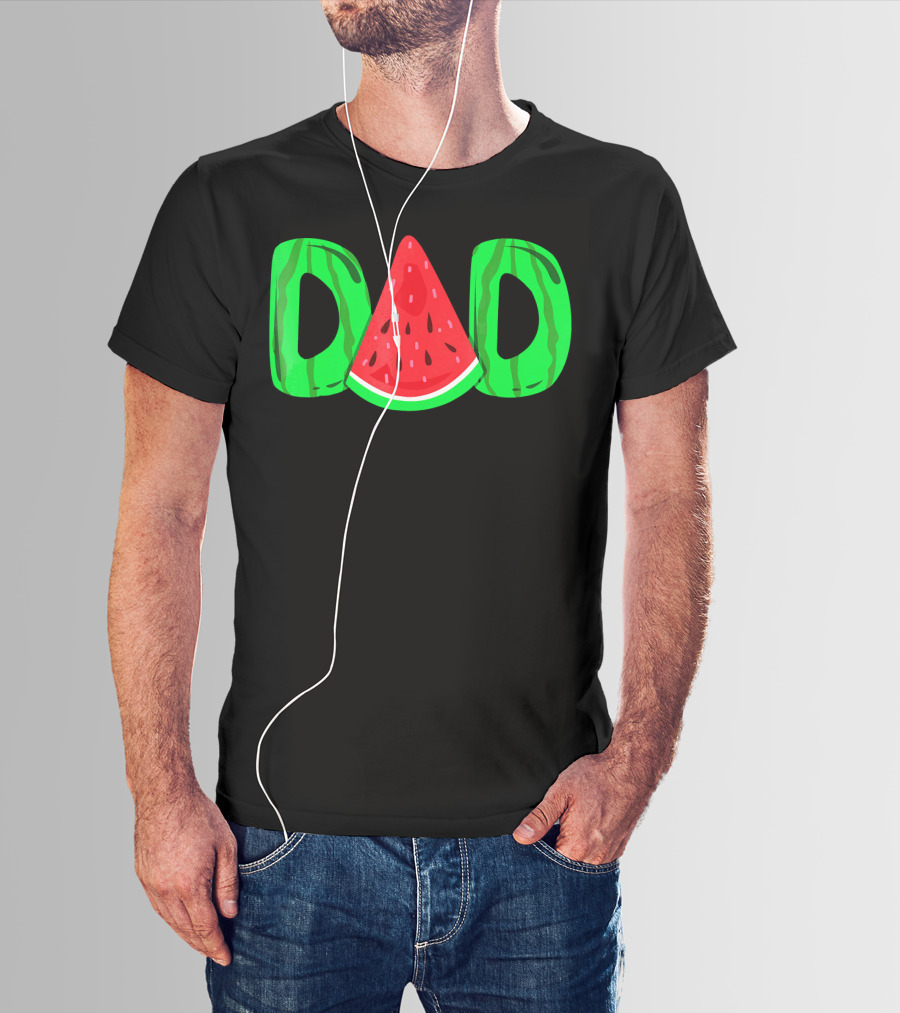 DAD Watermelon Slice Lettering Fun Summer Vibes T-Shirt