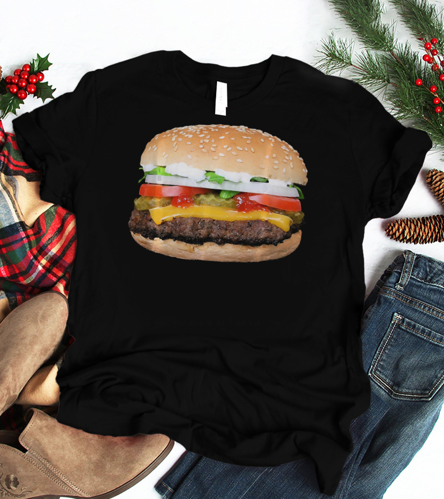 Hamburger Cheeseburger Classic Juicy Sandwich With Cheese And Vegetables T-Shirt