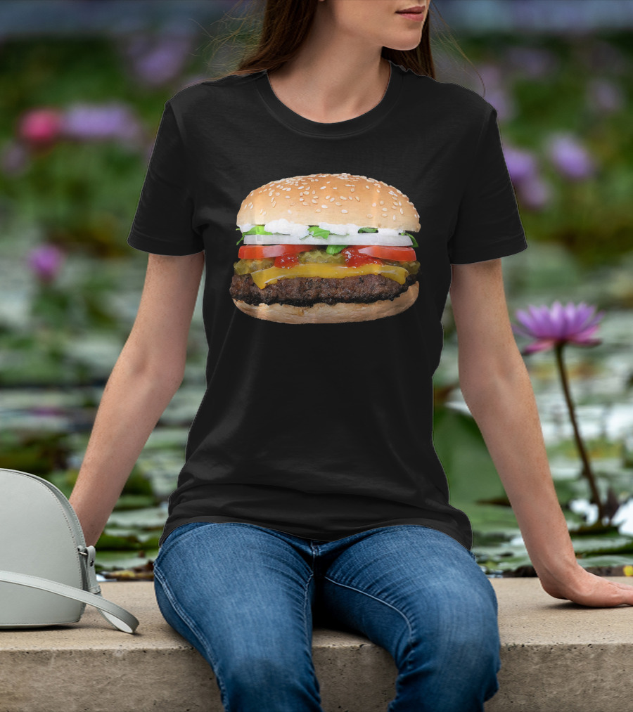 Hamburger Cheeseburger Classic Juicy Sandwich With Cheese And Vegetables T-Shirt