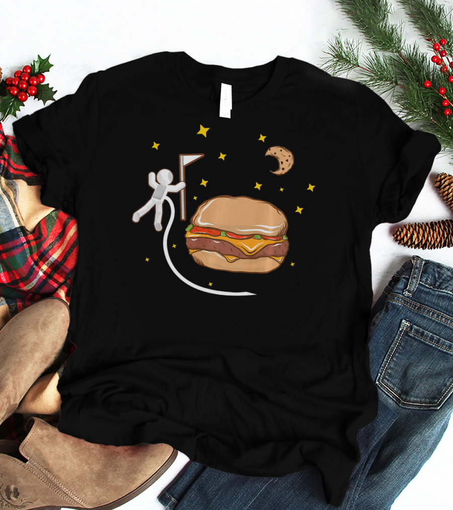 Astronaut Spacewalk Cheeseburger Adventure Moon Cookie T-Shirt