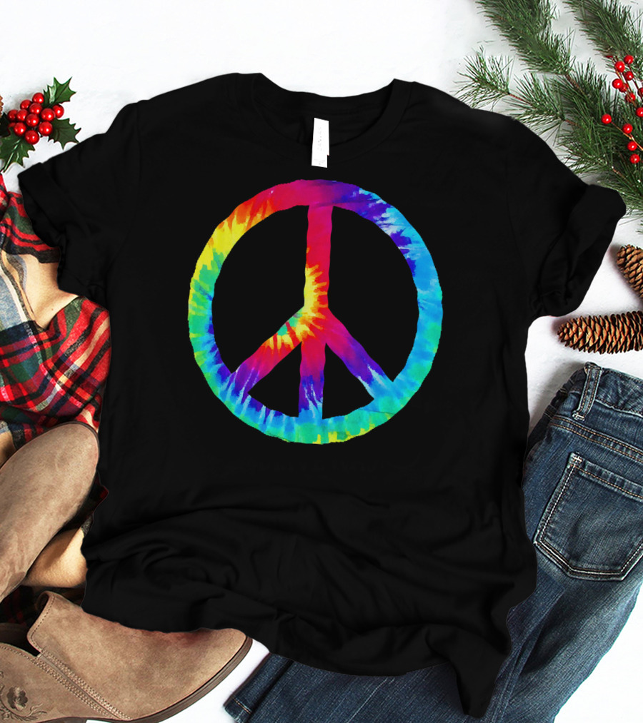 Hippie Rainbow Tie Dye Peace Sign T-Shirt