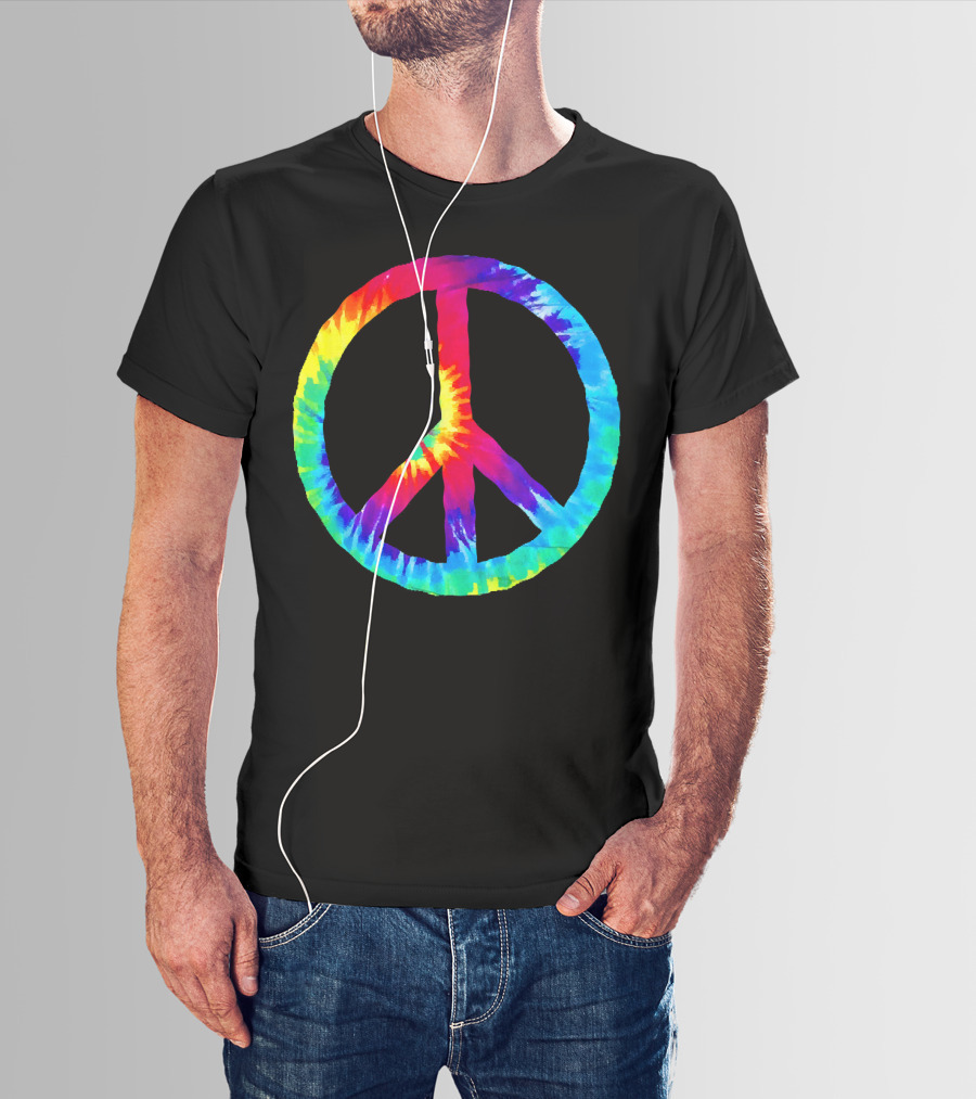 Hippie Rainbow Tie Dye Peace Sign T-Shirt