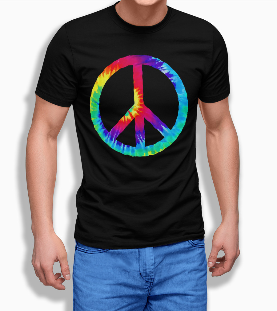Hippie Rainbow Tie Dye Peace Sign T-Shirt