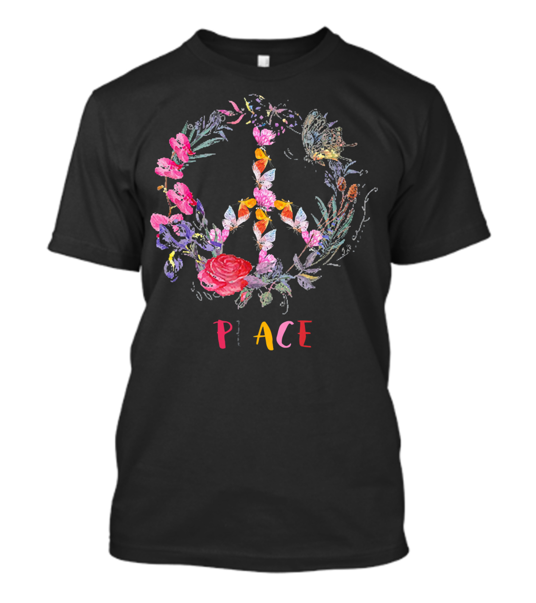 Peace Floral Butterfly Circle T-Shirt