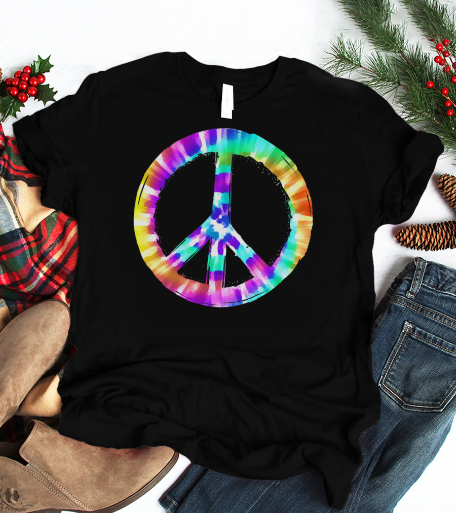 Colorful Tie Dye Peace Sign Vibrant T-Shirt