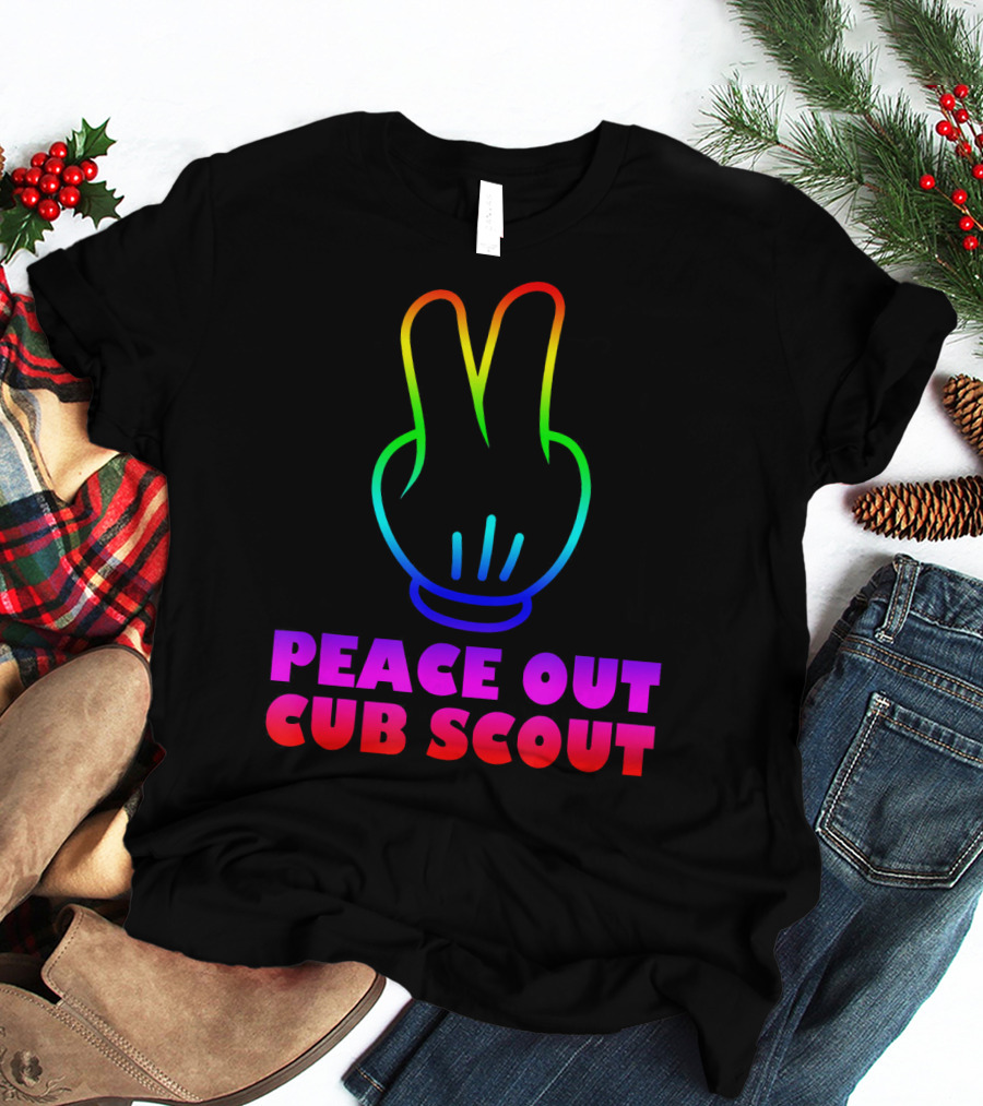 Peace Out Cub Scout Rainbow Hand Gesture T-Shirt