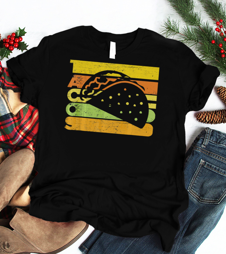 Vintage Retro Style Tacos Funny Ta Stripes Taco T-Shirt