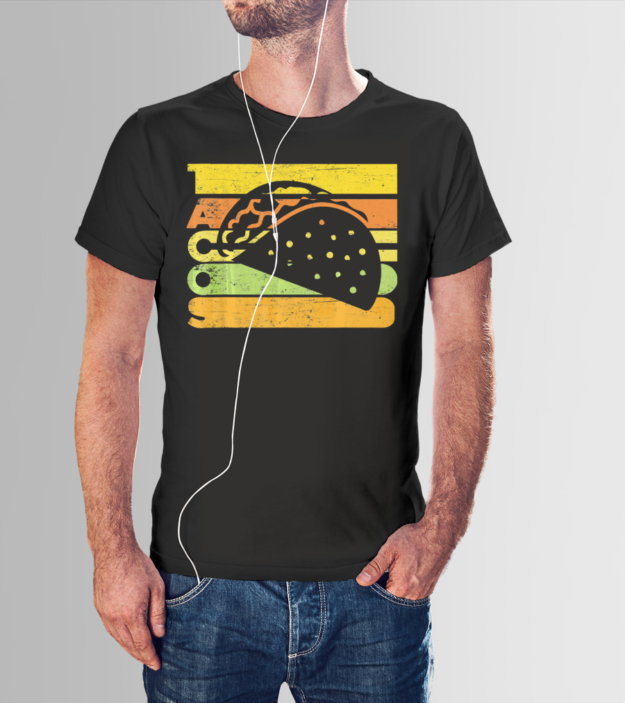 Vintage Retro Style Tacos Funny Ta Stripes Taco T-Shirt