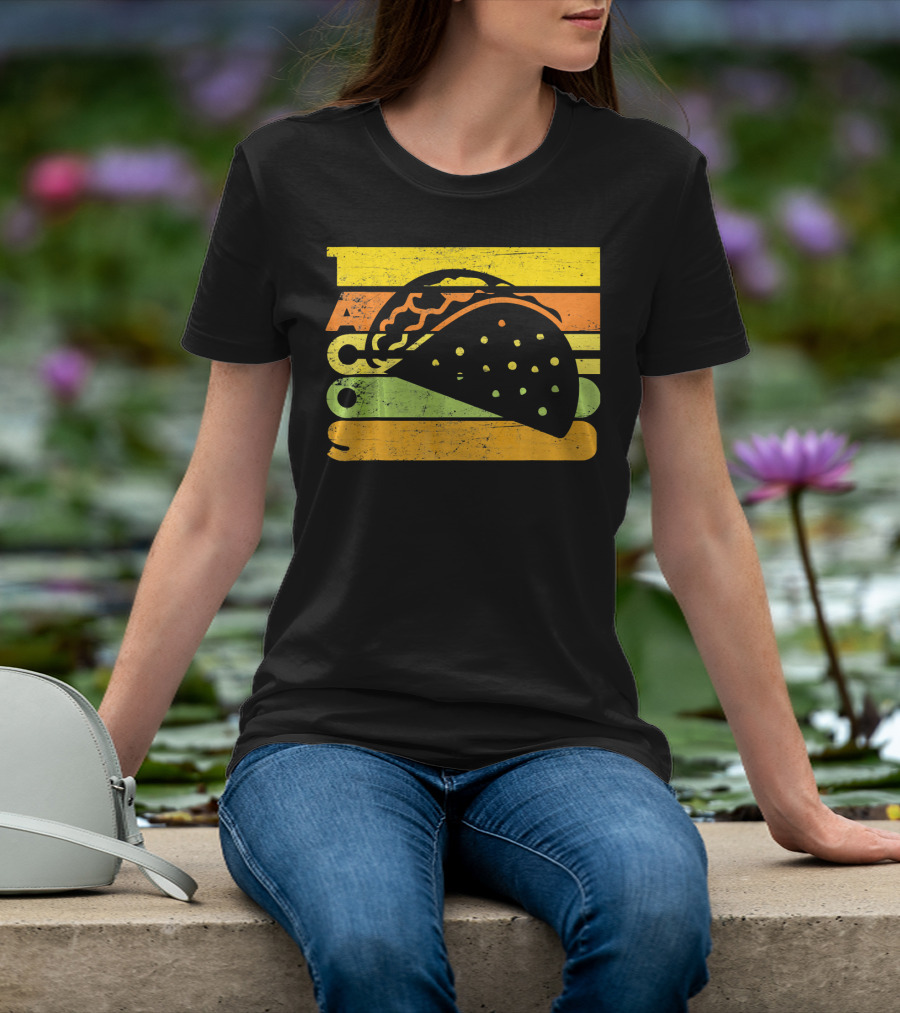 Vintage Retro Style Tacos Funny Ta Stripes Taco T-Shirt