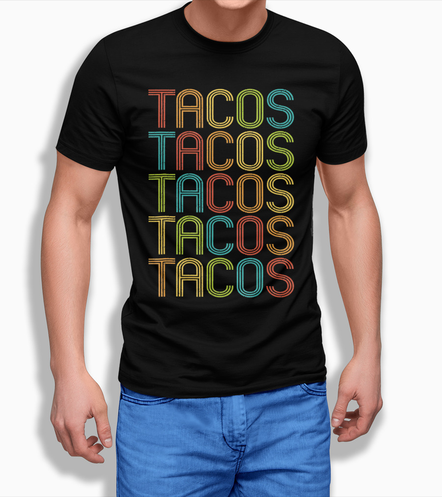 Vintage TACOS Rainbow Retro 70s T-Shirt
