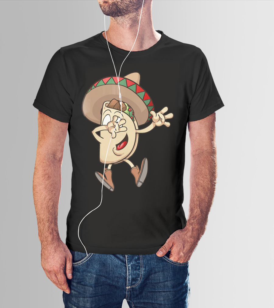 Taco Dance Funny Sombrero Wearin' Animated Taco Character T-Shirt