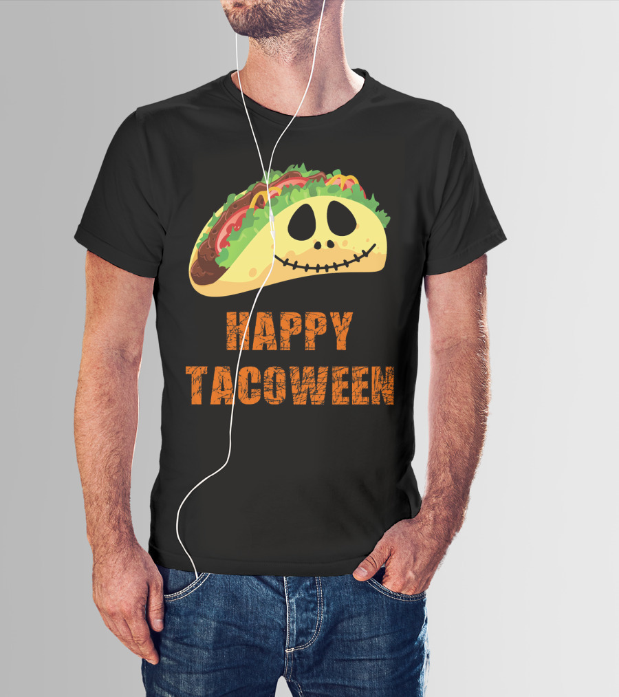 Happy Tacoween Halloween Taco Skeleton Face T-Shirt